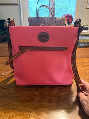 Dooney & Bourke Hot Pink Crossbody with Brown Leather Trim